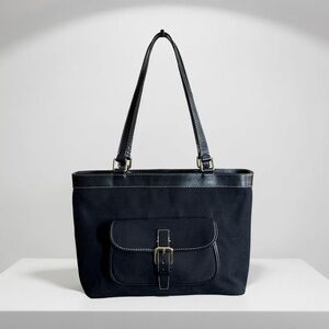 Authentic Dooney & Bourke Black Canvas Tote Bag with Leather Trim!